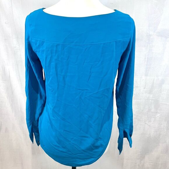 Ann Taylor Loft long sleeve Caribbean blue blouse top size XXSP - Picture 3 of 6